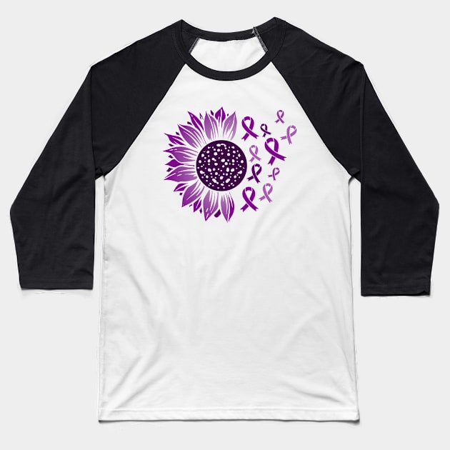 Purple Awareness Sunflower Baseball T-Shirt by CuteCoCustom